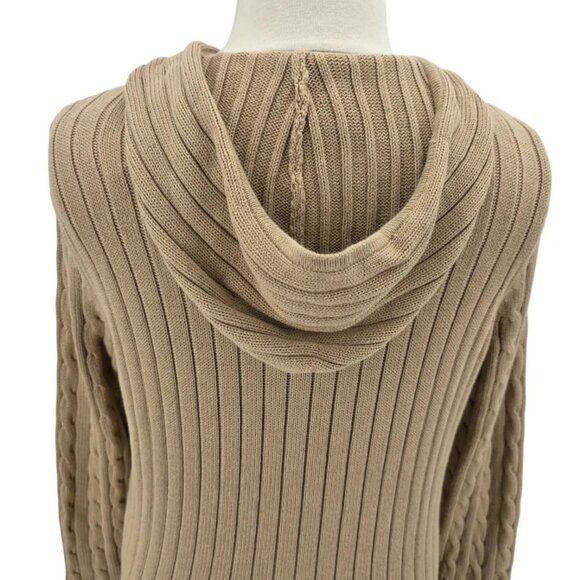 NEW St. Johns Bay Womens 1X Sweater Cardigan Hoodie Zipper Bisque Tan Cable Knit - Picture 5 of 11